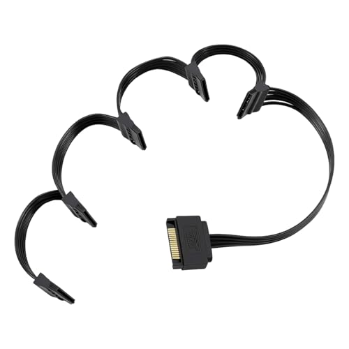 Câble D'alimentation SATA 1 mâle vers 5 Femelles, Adaptateur Répartiteur SATA pour SSD, HDD et Lecteurs Optiques, Câble d'alimentation SAT A 15 broches, Alimente Jusqu'à 5 Disques Durs, 18 AWG, Noir
