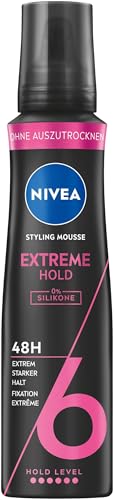 NIVEA Schuimvaste extreme grip (150 ml), verzorgend haarschuim met hittebescherming, panthenol en vitamine B3, haarversteviger voor 48 uur extreem sterke grip (houdniveau 6)