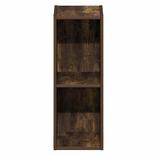 Image of Furinno Fulda Book Shelf, 2-Tier Narrow Bookshelf, Bookcase with 8-in Width Storage Shelf, 9.3 x 7.9 x 21.2, for Living Room, Bedroom, Home Office, Amber Pine