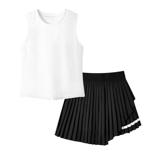 Rolanko Rolanko Girls Tennis Skirt Set Tank Top & Pleated Skort
