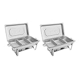 Mqwdxzfes 2/4 Stück Klappbares 3-Fach Chafing Dish Set, 7.5L Edelstahl Buffetwärmer mit Feststoffbrennern, Wärmepfanne Wärmebehälter, Fachwerk Suppenwärmer Wärmetopf für Party Bankette Buffet (2)
