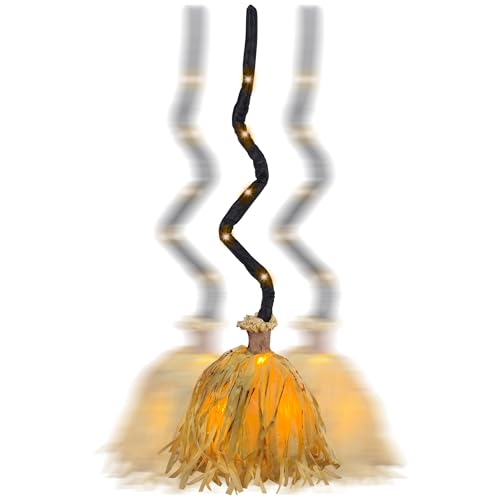 DR.DUDU 35" Animated Witches Broom Halloween Decor Magic Witch Broomstick
