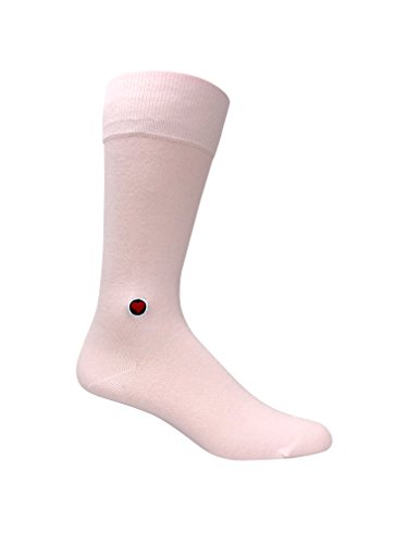 98% Organic Cotton Premium Luxury Pink Solid Dress Socks for Men with Heart Emroidery - 1 Pair, Size 7-12.5 (Solid Pink)