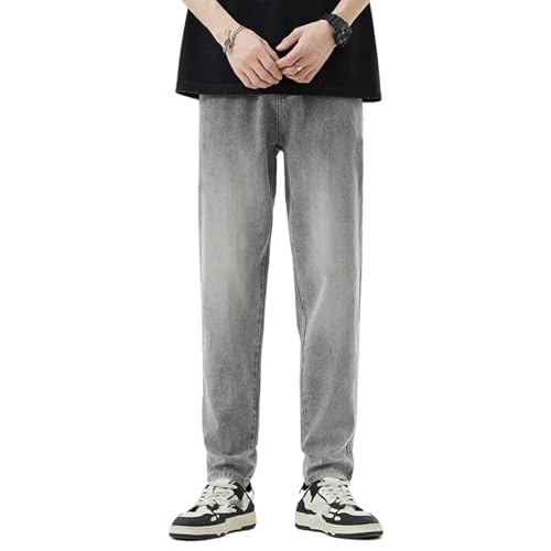 Thin Straight Jeans Pants Men Summer Stretch Casual Korea Denim Trousers Male