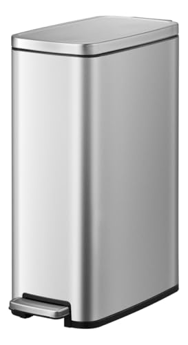 Consejos para Comprar Bote de Basura Costco los 5 mejores. 49 EKO Stella Slim 45L Bote de Basura de Acero Inoxidable para Cocina y Baño con Pedal Resistente, Cierre Suave y Diseño Delgado