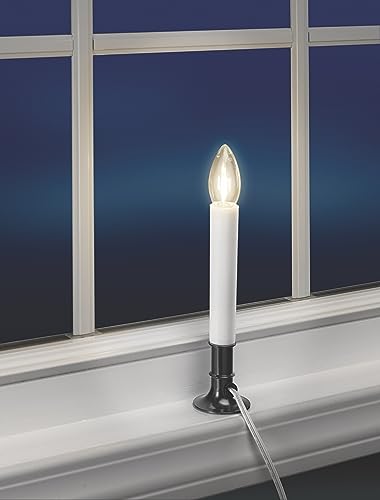 Image of Xodus Innovations AC1120A-8 Electric Plug-in 8.25 inch Flameless Window Candle with Dusk to Dawn Light Sensor Timer,White Candle with Black Base Pack of 8