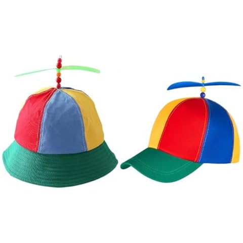 Kellegour 2 Stuck Baseball Cap with Propeller Hat,Helicopter Hat,Helicopter Fisherman Hats,Cute Detachable Propeller Bucket Hat Funny Clown Hat for Adults and Children parties,festivals(2 Models) Cover