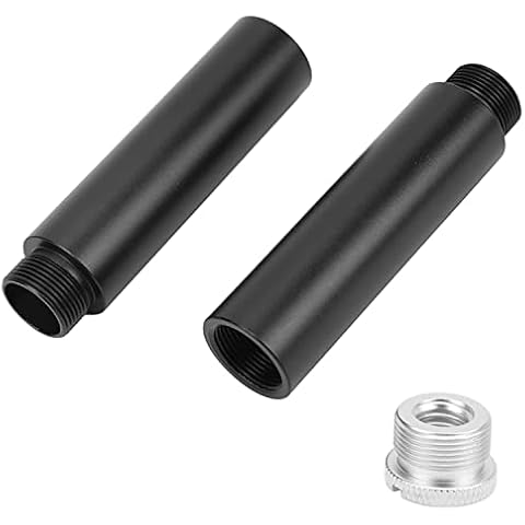 Microphone Stand Extension Tube, 2 Pieces Microphone Holder Extension Rod Set with 1 Piece Metal Adapter 3/8 Inch Socket to 5/8 Inch Male Thread Adapter for Table Tripods and Arm Tripod Cover
