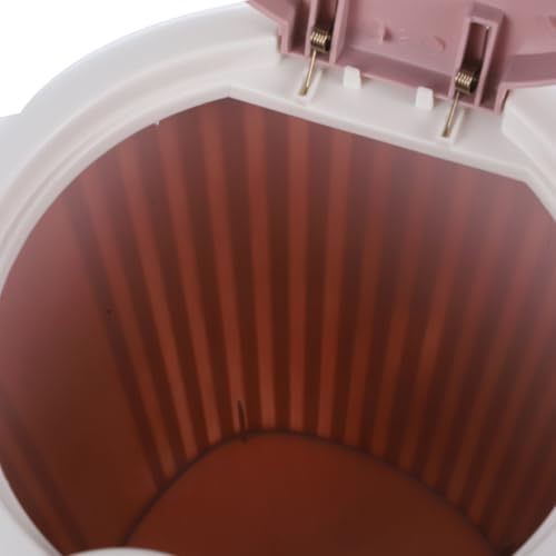 Pequeña caneca de basura plástica rosa para hogar miniatura 5