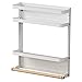 Estante magnético para especias para refrigerador, estante de nevera con soporte de toalla de papel, tarro de condimento, lata, organizador de botellas (blanco pequeño)