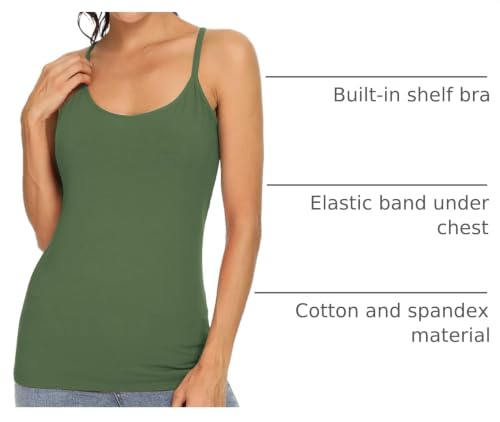 Image of Orrpally Women Cotton Camisole Shelf Bra Cami Tank Tops Adjustable Spaghetti Strap Tank Top 3-Pack