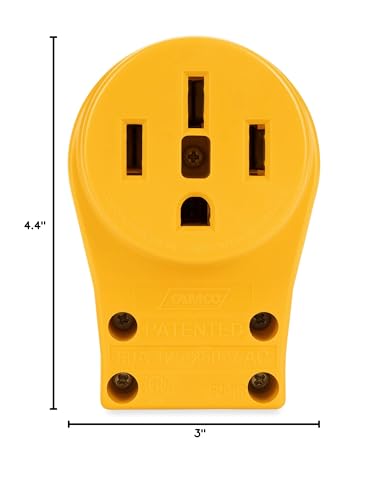 Image of Camco Power Grip Camper /RV 50-Amp Female Replacement Receptacle - Features Power Grip Handle & Accepts #4 - #10 Gauge Wire (55353)