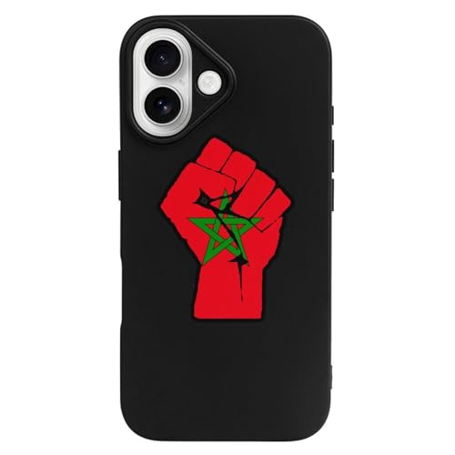 Image of Raised Fist Morocco Flag Shockproof Thin Full Covered Soft Cover TPU Phone Protective Case Compatible with 16 Series iPhone 16