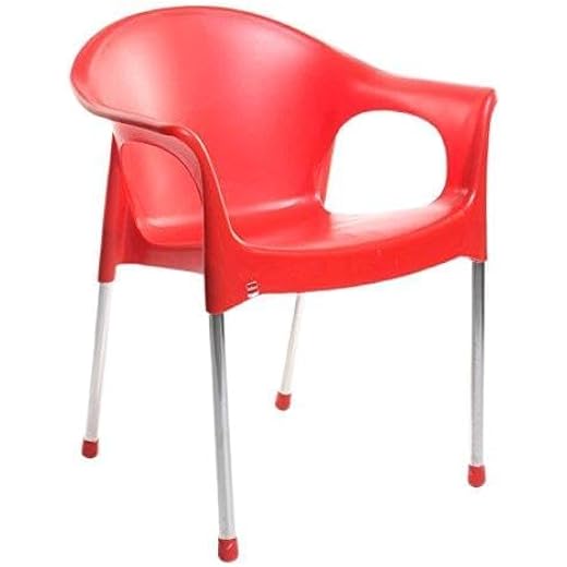 Cello Metallo Cafeteria Chairs Set of 6 Red