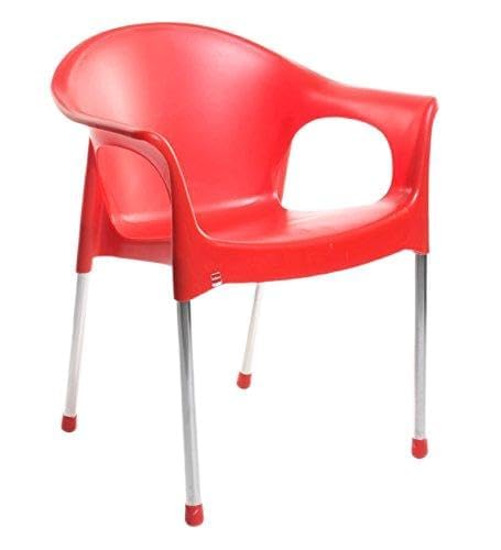 Image of Cello Metallo Cafeteria Set of 6 Chairs (Red) | Strong and Durable | Easy to Clean | Chair for Living Room, Bed Room, Kitchen, Office Room, Outdoor | 3 Years Warranty