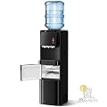 Tehanld Water Dispenser with Ice Maker, 4-in-1 Top Loading Water Cooler with Hot, Cold & Room Temp Water, 35lbs/Day Fast Ice Making, Child Safety Lock, Fits 2-5 Gallon Bottles for Home & Office