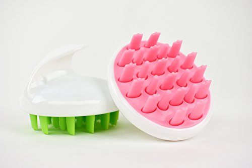 Zyllion Hair Shampoo Brush And Scalp Massager Care For Dandruff Removal, Scrubber, Hair Growth And Exfoliator With Flat And Pointed Soft Silicone Bristles For Women And Men - Green (Zma-12-Gr) #TOP6