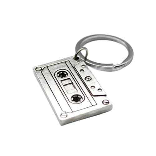 swglcowo Vintage Music Tape Pendant Necklace 70s 80s Hip Hop Retro Charm Casette Tapes DJ Mc Alloy Necklace for Women Men Hippie Rapper Musician Music Lovers Jewelry Gifts (Tape keychains)