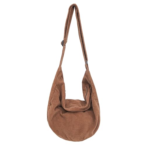 ibalulu Umhängetasche Damen Crossbody Bag, Cord Tasche Handtasche Damen Groß Casual Schultertasche mit Verstellbarer Schultergurt für Schule Büro Arbeit Reisen Ausflug Einkauf