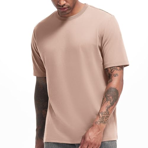 VEIISAR Herren Dickes Rundhals Langarm T-Shirt - Herren 100% Baumwolle Heavy Duty Pre Shrink T Shirt