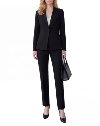 Goodchic Women's 2 Piece Business Pantsuits Wrinkle Free Outfit,Black