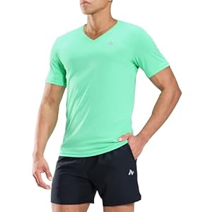 Nepest Men’s V Neck UPF 50+ UV Sun Protection Short Sleeve T-Shirts Athletic Dry Fit Tee Shirt for Running Workout Gym