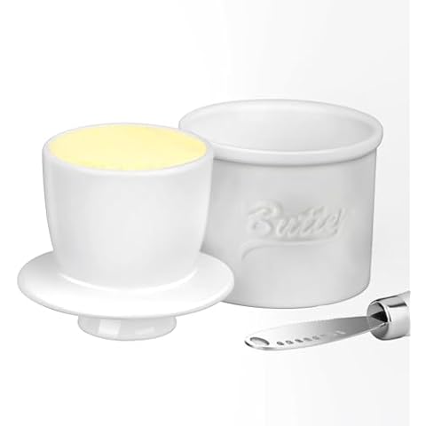 Butter Crock with Lid, a Countertop French Ceramic Butter Dish Keeper for Spreadable Butter, On Demand Spreadable Butter, Ceramic French Butter Dish Cover