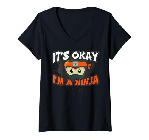 Mujer Disguise Squad I Wear A Mask But Is Okay I Am Ninja Camiseta Cuello V