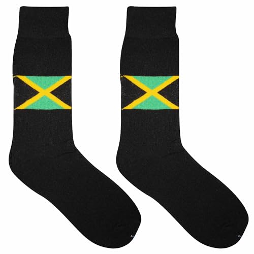 Pair of Jamaica Flag Adult Socks (UK Shoe Size 6-12) for Weddings or Carnival