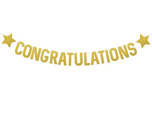 Image of SVM CRAFT Congratulations Banner - Gold Glitter, Congratulations & Graduation Decorations, Congrats Banner for Wedding & Graduation Parties, Retirement & Achievement Celebrations