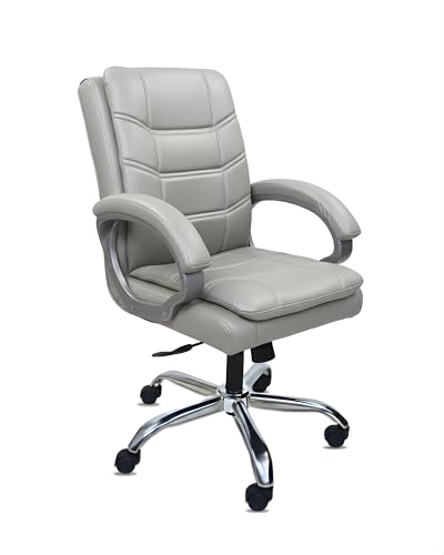 Image of activa Executive Revolving Office Chair | Ergonomic Computer Desk Chair with Cushioned Seat| Heavy Duty Steel, Adjustable Height & 360 Swivel Wheel| Study /Home /Offcie Visitor Chair (Star, Light Grey)