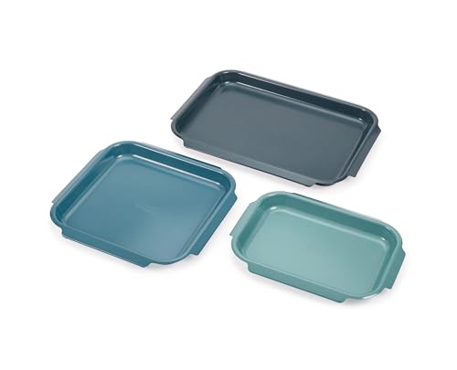 Joseph Joseph Nest™ Bake 3-Piece Non-Stick Baking Tray Set, Carbon Steel, Easy-Pull Handles, Stackable, Space-Saving Design, 10-Year Guarantee - Image 3
