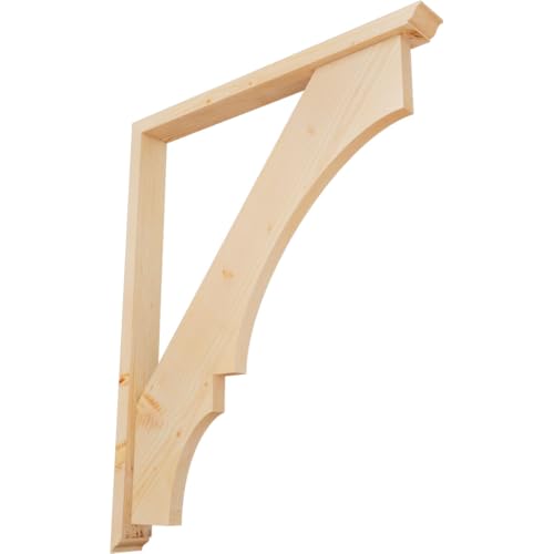 Ekena Millwork BKT0402X34X42BOA01SDF Balboa Traditional Smooth Bracket w/Offset Brace, 34"D x 42"H, Douglas Fir