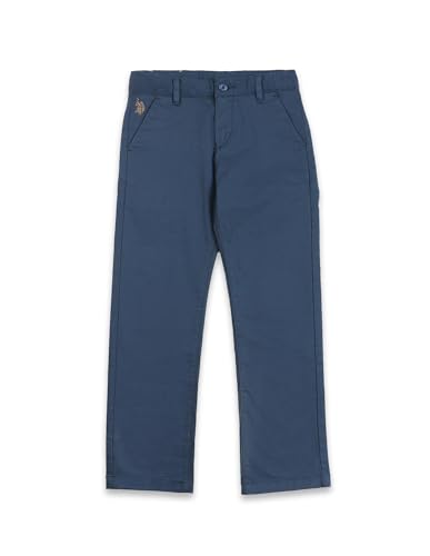 Image of U.S. Polo ASSN. Kids Trousers for Boys - Cotton Stretch Fabric, Mid-Rise Waist, Twill Weave Casual Trousers for Boys
