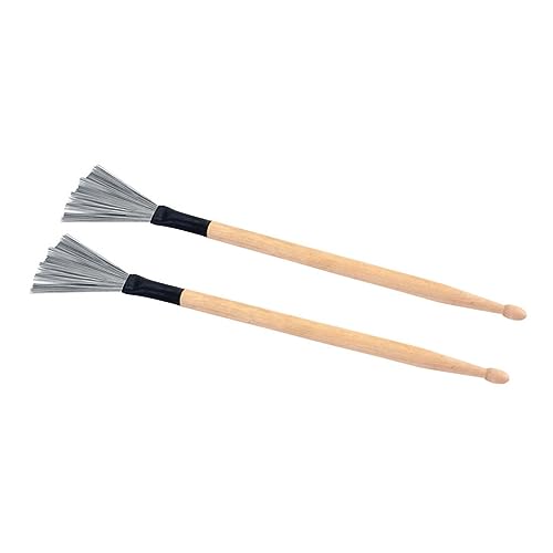 ibasenice 2 piezas de cepillos para batería de alambre de acero y baquetas para tocar jazz, cómodos para principiantes y profesionales, versátiles para todos los estilos musicales miniatura 6