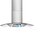 30 inch Wall Mount Range Hood, 1200 CFM with 4-Speed Gesture Sensing & Touch Control, Stainless Steel Kitchen Stove Vent Hoods with 2 LED Lights, Time Setting, Dishwasher-Safe Baffle Filters