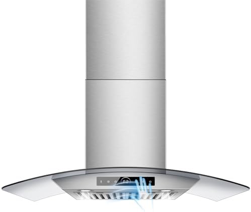 30 inch Wall Mount Range Hood, 1200 CFM with 4-Speed Gesture Sensing & Touch Control, Stainless Steel Kitchen Stove Vent Hoods with 2 LED Lights, Time Setting, Dishwasher-Safe Baffle Filters