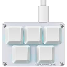 K05 HE Rapid Trigger Hall Effect Mini Keyboard Suitable for OSU and Geometry Dash Rhythm Game Macro Keypad with Magnetic Linear Switches White, Gateron KS-20 White Switch
