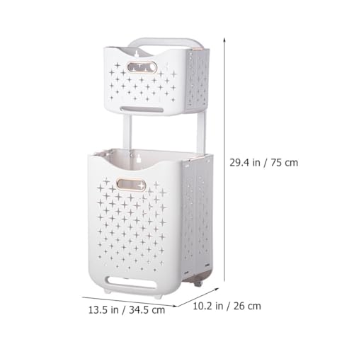 Panier à linge en tissu robuste double couche pliable avec roulettes de rangement - 3