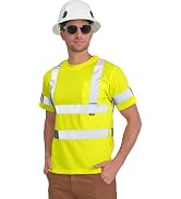 AYKRM Hi Vis T Shirt ANSI Class 3 V Neck Reflective Safety High Visibility Shirts (XS-6XL)