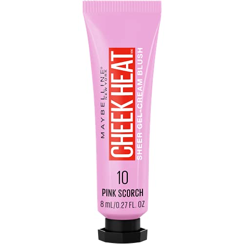 Maybelline Cheek Heat Gel-Cream Blush Makeup, Lightweight, Breathable Feel, Sheer Flush Of Color, Natural-Looking, Dewy Finish, Oil-Free, Pink Scorch, 1 Count