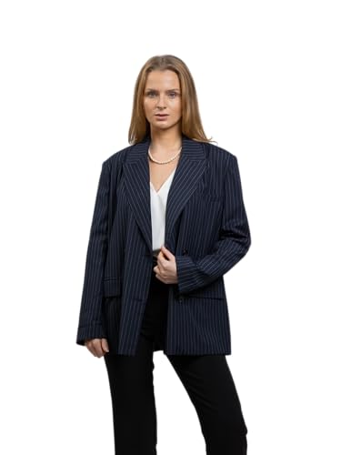 Veste tailleur oversize à rayures tennis en mélange coton et lin pour femme
