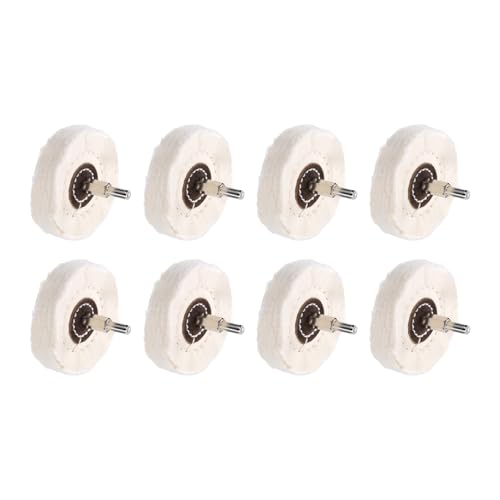 uxcell 3-Inch Buffing Polishing Pad Wheel Cotton with 15/64-inch Handle for Manifold Aluminum Stainless Steel Chrome White 8 Pcs