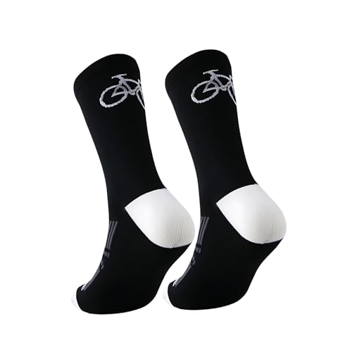 KRYMXAR Calzini da ciclismo da uomo e da donna, 2 paia di calzini da bici da corsa, traspiranti per sport e uso quotidiano, ideali come regalo per bicicletta
