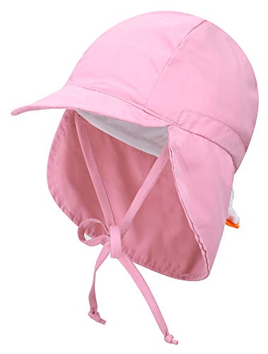 Livingston UPF 50+ UV Ray Sun Protection Baby Hat w/Neck Flap,Pink,12-24M
