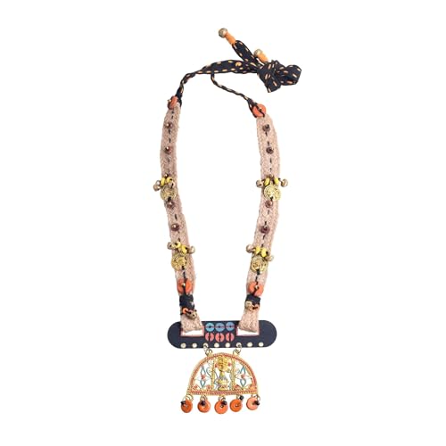 Image of AAKRITI ART CREATIONS Boho & Tribal Handcrafted Necklace Collection | Jute, Wooden & Brass Pendant Designs | Ethnic Collar, Loop & Statement Jewelry for Women | Artisan Festival & Everyday Wear