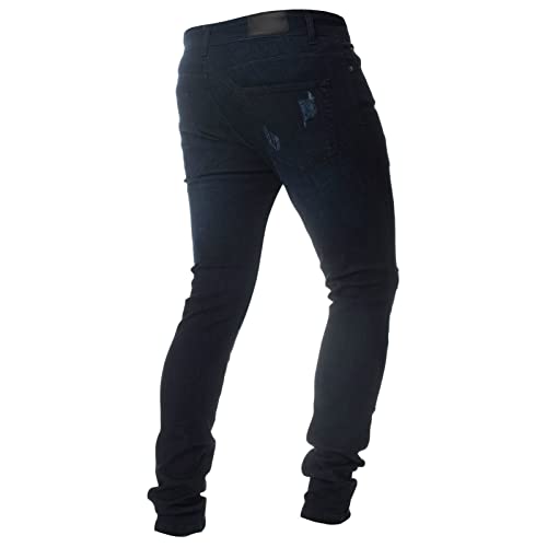 Men's Distressed Tapered Leg Jeans Destroyed Slim Fit Skinny Denim Pants Vintage Ripped Holes Stretch Jean Trousers2