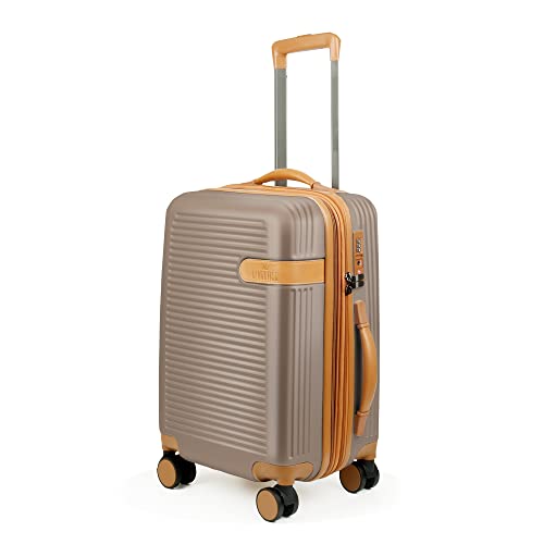 Image of THE CLOWNFISH Kenzo Series Expandable Luggage ABS & Polycarbonate Exterior Hard Case Suitcase 8 Spinner Wheel Trolley Bag with TSA Lock- Champagne (Small size, 54 cm-21 inch)