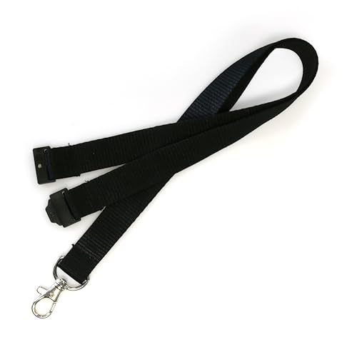 EasyBadge Black Lanyards for ID Badges and Passes with Safet