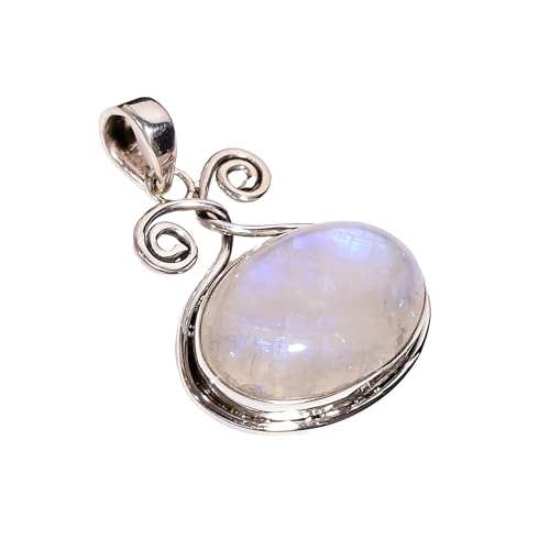 Pendentif pierre de lune argent 925 femme collier cabochon bijoux H-SP03